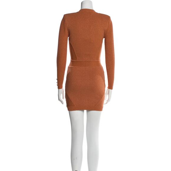 Retrofête – Zem Rib Knit Dress – Metallic Rust – XS - Picture 3 of 10